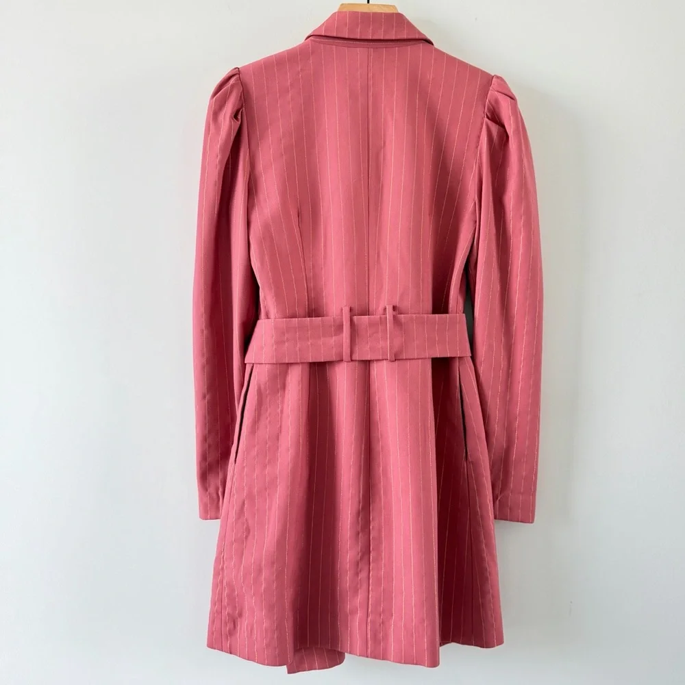 Adelyn Rae Pink Pinstripe Belted Blazer Dress XS Double Breasted Mini - Picture 10 of 14